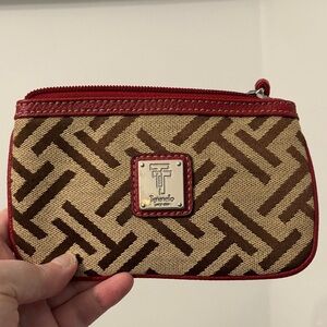 Tignanello Red and Brown Patterned Wristlet